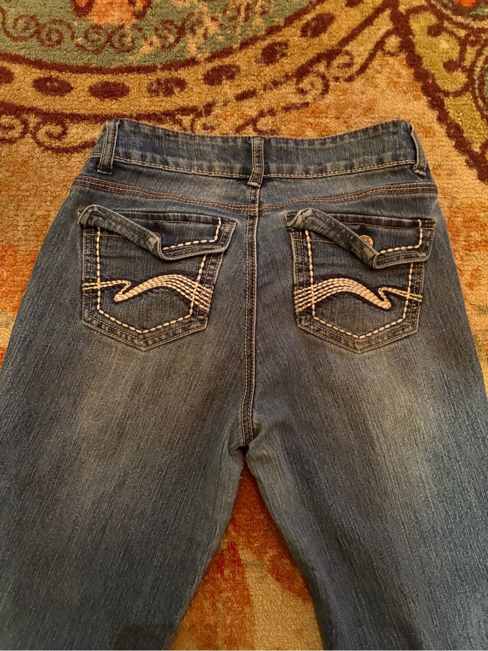 Vanilla Star Dark Blue Bootcut Jeans with Embroidered Back Pockets
